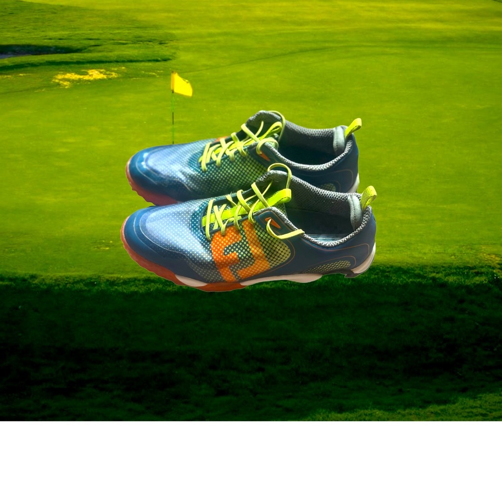 FootJoy Men's Free Style Golf Shoe Size 9 M Navy, Orange. Lime